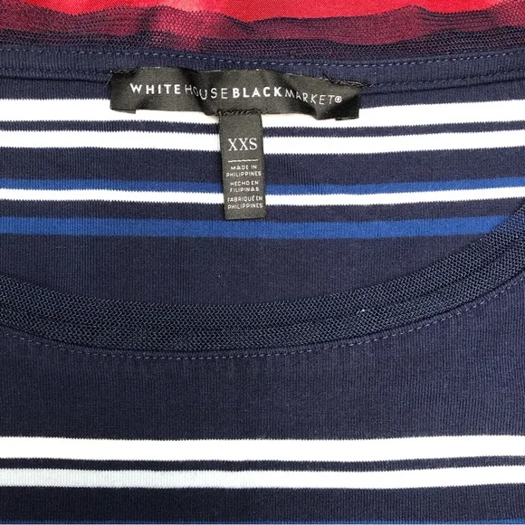 ⭐️NEW⭐️White House Black Market (WHBM) Short Sleeve Stripe Knit Shift Dress - Picture 6 of 12